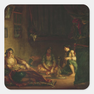 Adesivo Quadrado As mulheres de Argel em seu Harem, 1847-49