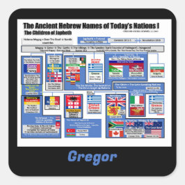 Adesivo Quadrado As Nações hoje na antiga Hebraica personalizam