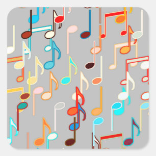 Adesivo Quadrado As notas musicais imprimem - o cinza médio, multi