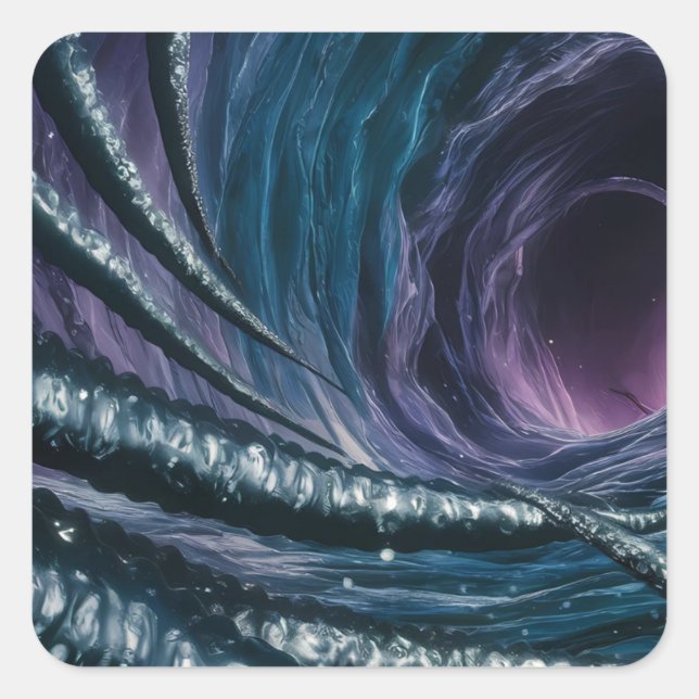 Adesivo Quadrado as profundidades hipnóticas do oceano (Frente)