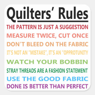Adesivo Quadrado As regras de Quilters