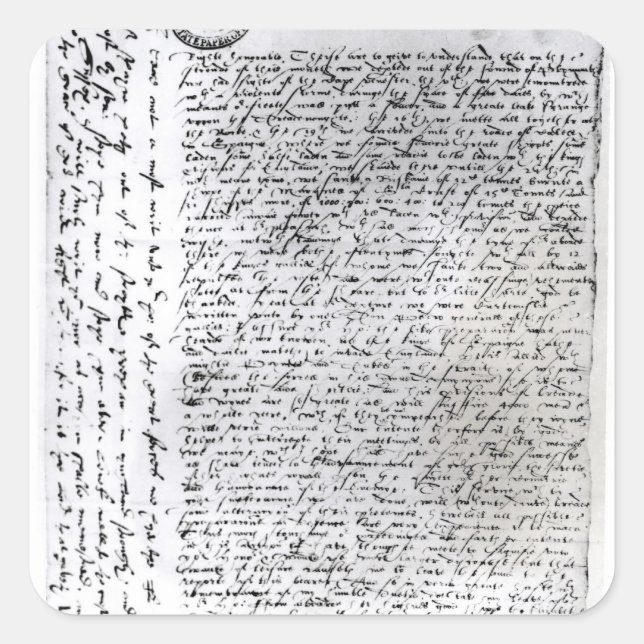 Adesivo Quadrado As remessas escritas de Sir Francis Drake (Frente)