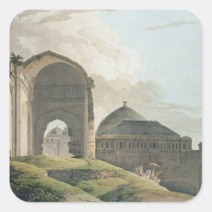 Adesivo Quadrado As ruínas do palácio em Madurai, 1798