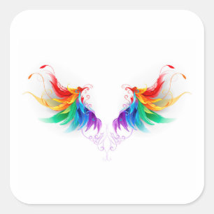 Adesivo Quadrado Asas Fluffy Rainbow