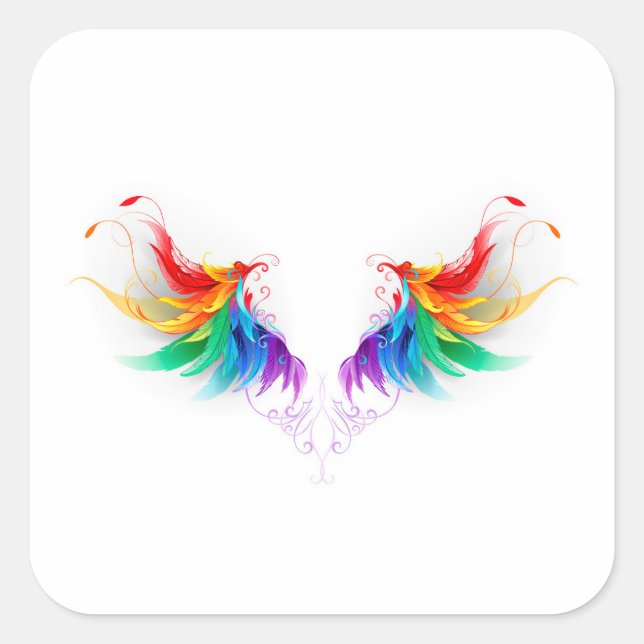 Adesivo Quadrado Asas Fluffy Rainbow (Frente)