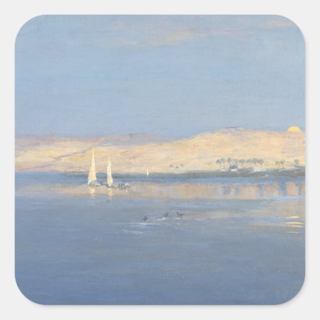 Adesivo Quadrado Ascensão da lua sobre o Nilo (Frente)