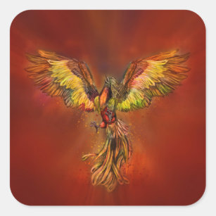 Adesivo Quadrado Ascensão de Phoenix - céu vermelho