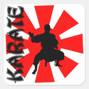 Adesivo Quadrado Ascensão do Japão Sun Karate Stance Silhouette