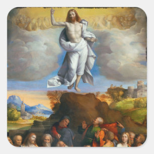 Adesivo Quadrado Ascensão em nuvens douradas