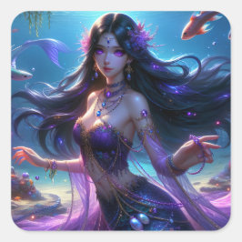 Adesivo Quadrado Ashera - Coleção de Arte da Série Mermaid