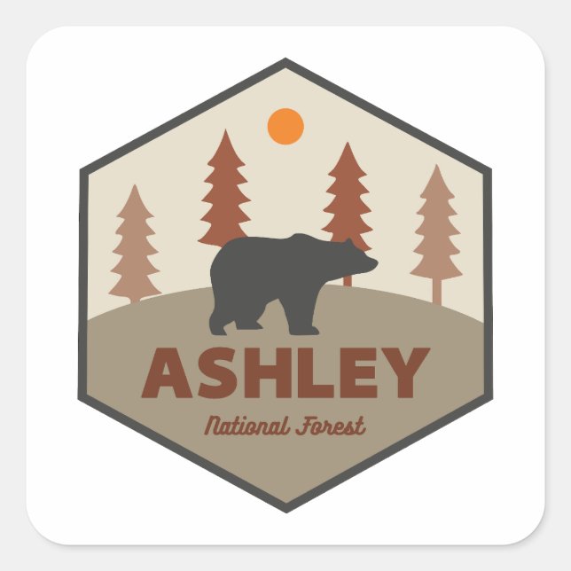Adesivo Quadrado Ashley National Forest Bear (Frente)
