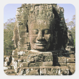 Adesivo Quadrado Ásia, Camboja, Siem Reap. Angkor Thom, cabeças d