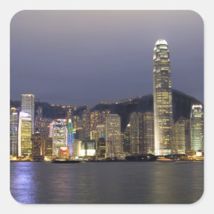 Adesivo Quadrado Ásia, China, Hong Kong, paisagem urbana e 2
