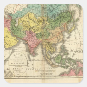 Adesivo Quadrado Ásia e império de Genghis Kahn