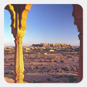 Adesivo Quadrado Ásia, Índia, Rajastão, Jaisalmer. A vista de