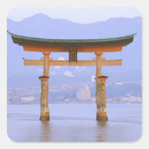Adesivo Quadrado Ásia, Japão, Hiroshima. Mivaiima. Portão Torii