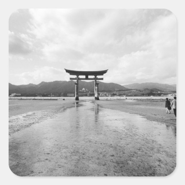 Adesivo Quadrado Ásia, Japão, Myajima. A Porta Torri (Frente)