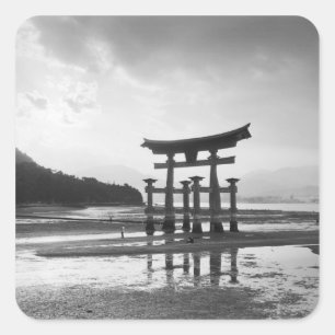 Adesivo Quadrado Ásia, Japão, Myajima. Porta Torri