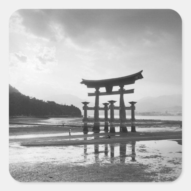Adesivo Quadrado Ásia, Japão, Myajima. Torri Gate (Frente)