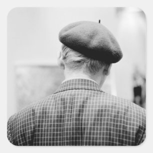 Adesivo Quadrado Ásia, Japão, Tóquio. Homem com Beret, Metro de 