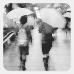 Adesivo Quadrado Ásia, Japão, Tóquio. Mulheres jovens e guarda-chuv