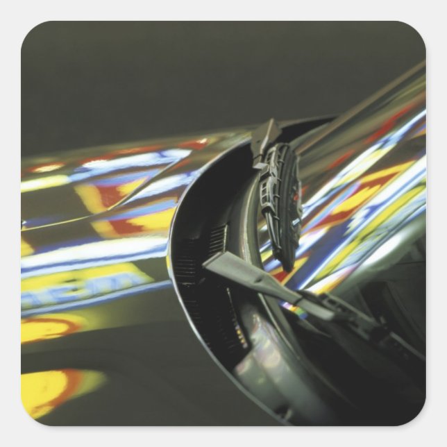 Adesivo Quadrado Ásia, Malásia, Melaka. Reflexões neon no carro (Frente)