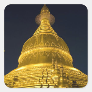 Adesivo Quadrado Ásia, Mayanmar, Yangon, templo budista em