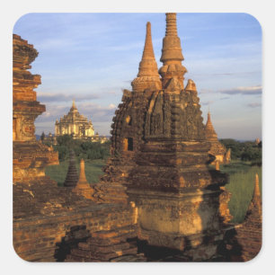 Adesivo Quadrado Ásia, Mianmar, Bagan. Antigos templos e