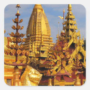 Adesivo Quadrado Ásia, Mianmar (Birmânia), Bagan (Pagan). O Shwe 3