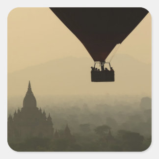 Adesivo Quadrado Ásia, Myanmar, Bagan, balão sobre os templos de