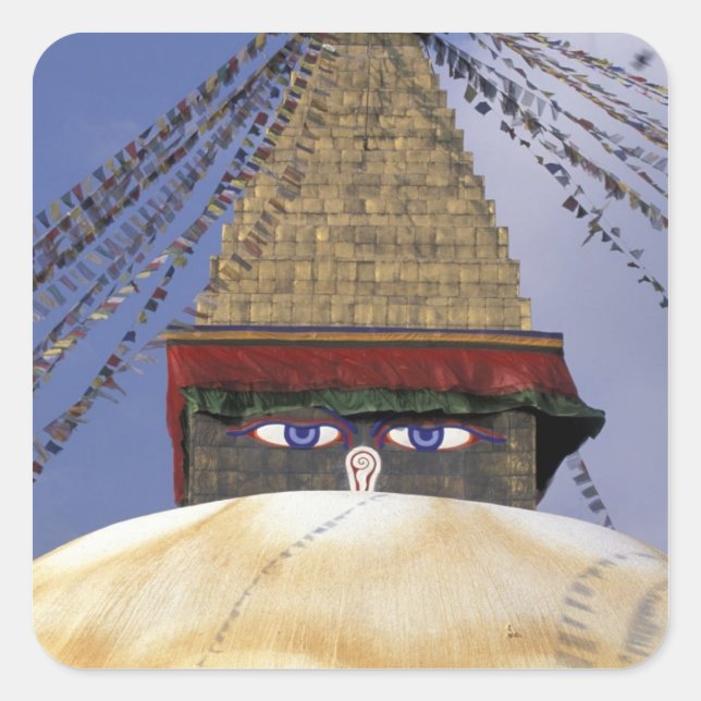 Adesivo Quadrado Ásia, Nepal, Katmandu. Boudhanath Stupa. 2 (Frente)