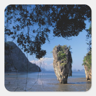 Adesivo Quadrado Ásia, Tailândia, Ao Phangnga NP, litoral, Karst
