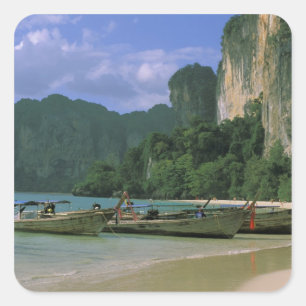 Adesivo Quadrado Ásia, Tailândia, Krabi. Praia de West Railay,