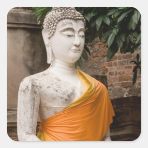 Adesivo Quadrado Ásia, Tailândia, Sião, Buda em Ayutthaya