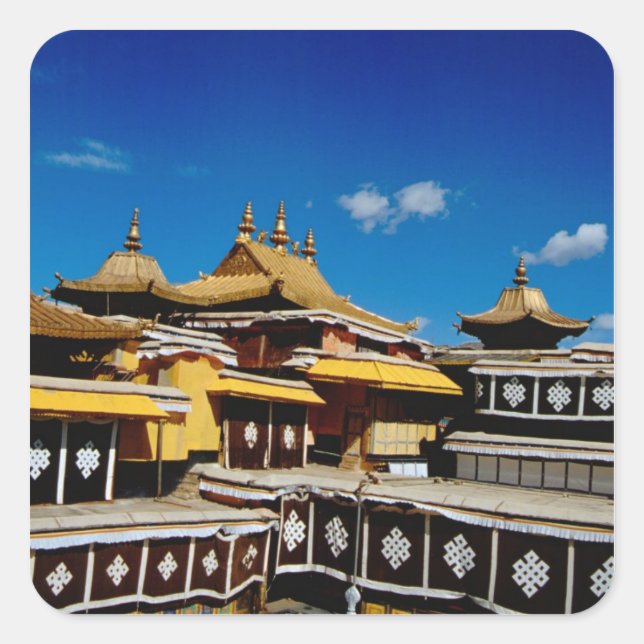 Adesivo Quadrado Ásia, Tibete, Lhasa, Palácio de Potala, Vermelho (Frente)