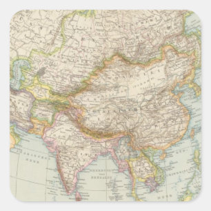 Adesivo Quadrado Asien - mapa de Ásia