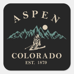 Adesivo Quadrado Aspen Colorado ski