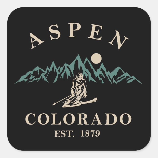 Adesivo Quadrado Aspen Colorado ski (Frente)