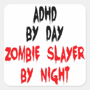 Adesivo Quadrado Assassino do zombi de ADHD