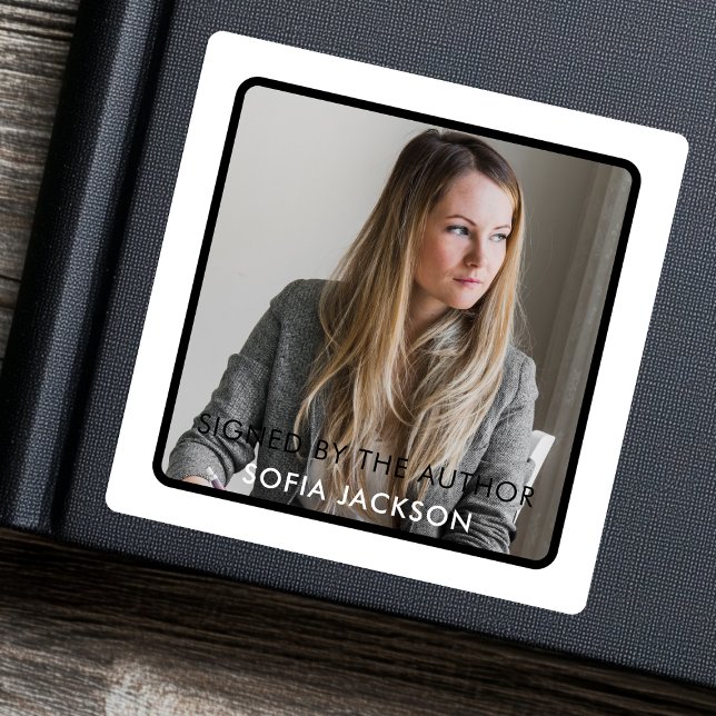 Adesivo Quadrado Assinado Pelo Marcador Biblioteca Do Autor Do Escr (Criador carregado)