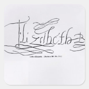 Adesivo Quadrado Assinatura da Rainha Elizabeth I