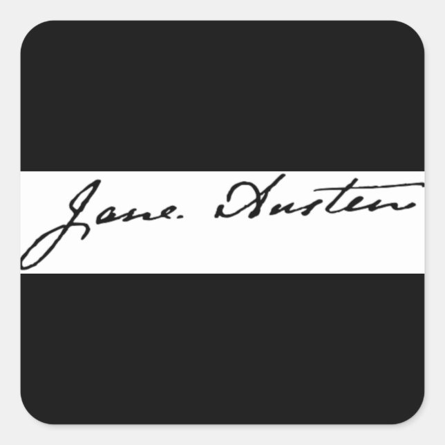 Adesivo Quadrado Assinatura de Jane Austen (Frente)