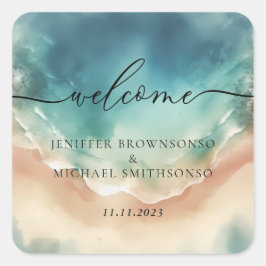 Adesivo Quadrado Assinatura Ocean Beach Cute