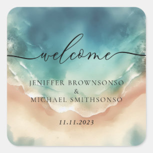 Adesivo Quadrado Assinatura Ocean Beach Cute