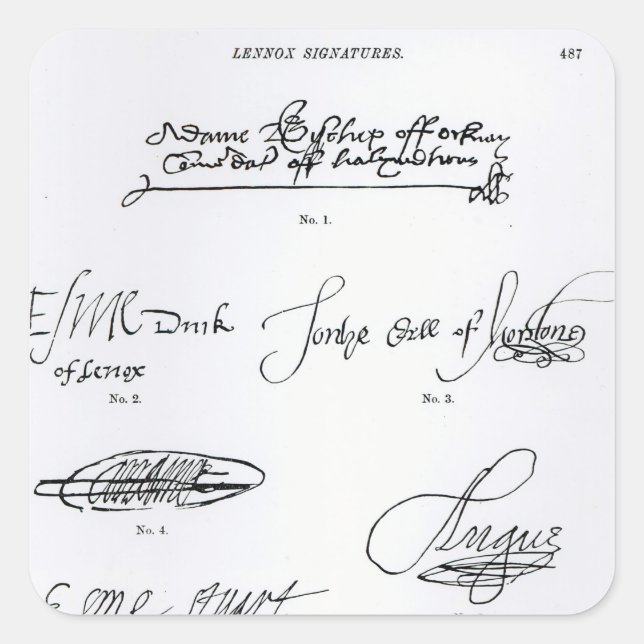 Adesivo Quadrado Assinaturas dos séculos XVI e XVII (Frente)