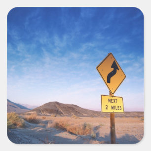 Adesivo Quadrado Assine a estrada do vale da morte no pôr do sol