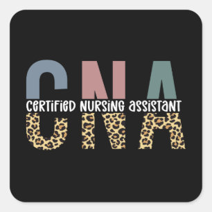Adesivo Quadrado Assistente de Enfermagem Certificado CNA Cheetah I