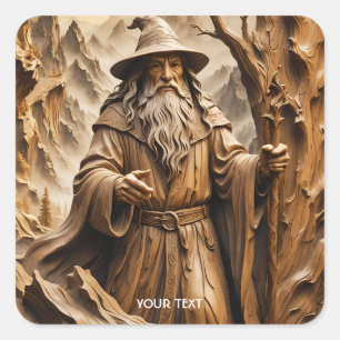 Adesivo Quadrado Assistente de Escórias de Madeira em Pedra Fantasy