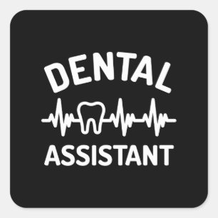 Adesivo Quadrado Assistente dentário, ekg, batimento cardíaco