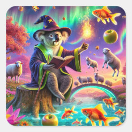 Adesivo Quadrado Assistente Koala Casting Magic em Floresta Encanta
